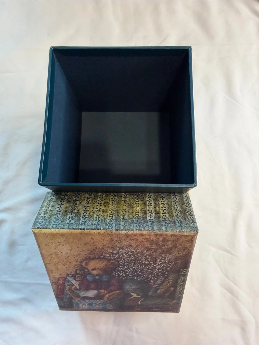 Decorative Teddy Bear Gift Box in Blue and Brown